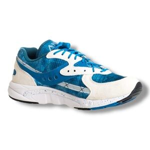 Saucony Mens Aya Leather Gym Running Shoes White Blue Tie Dye size 12